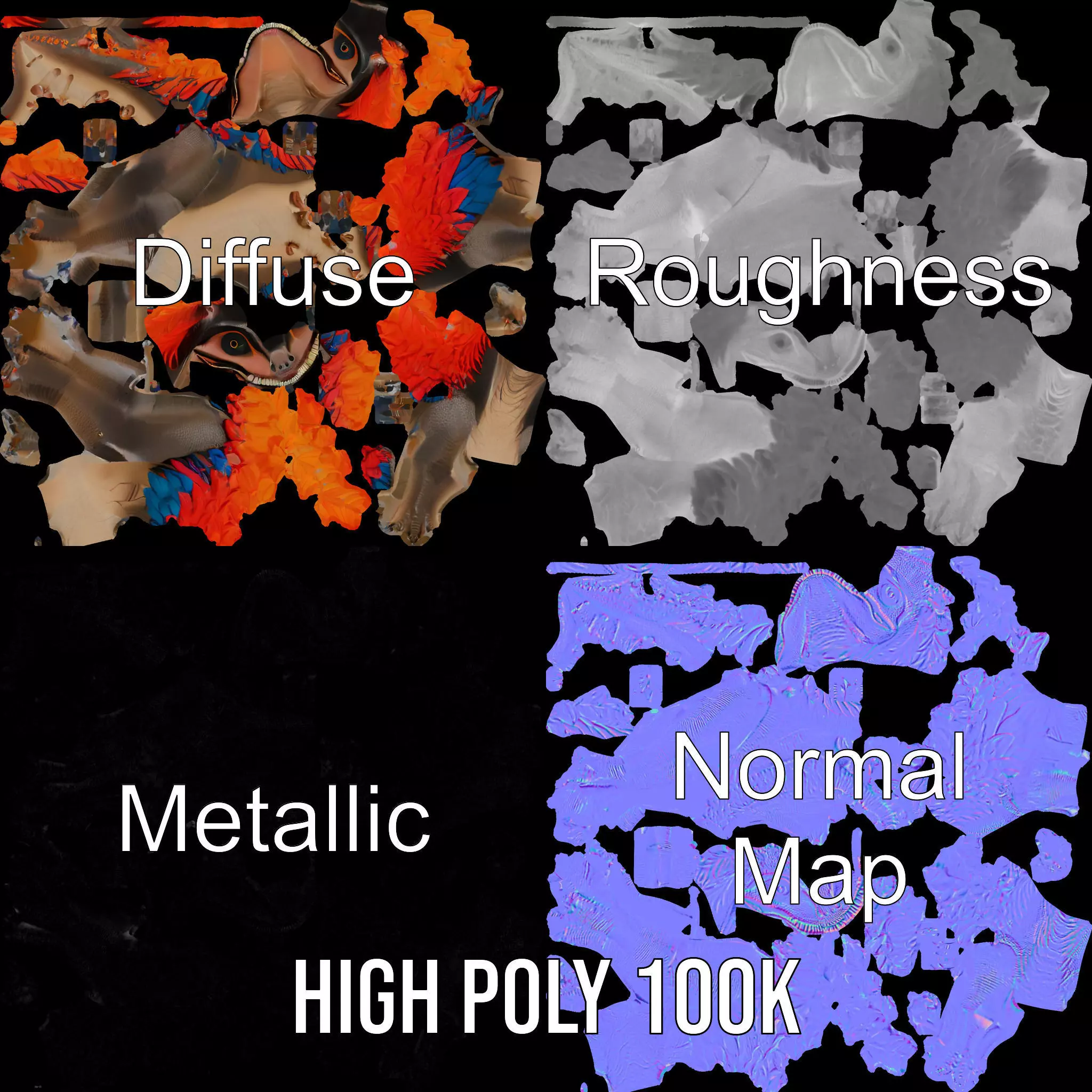 Fiery Feathered Dinosaur model pack Low-poly 3D model_4