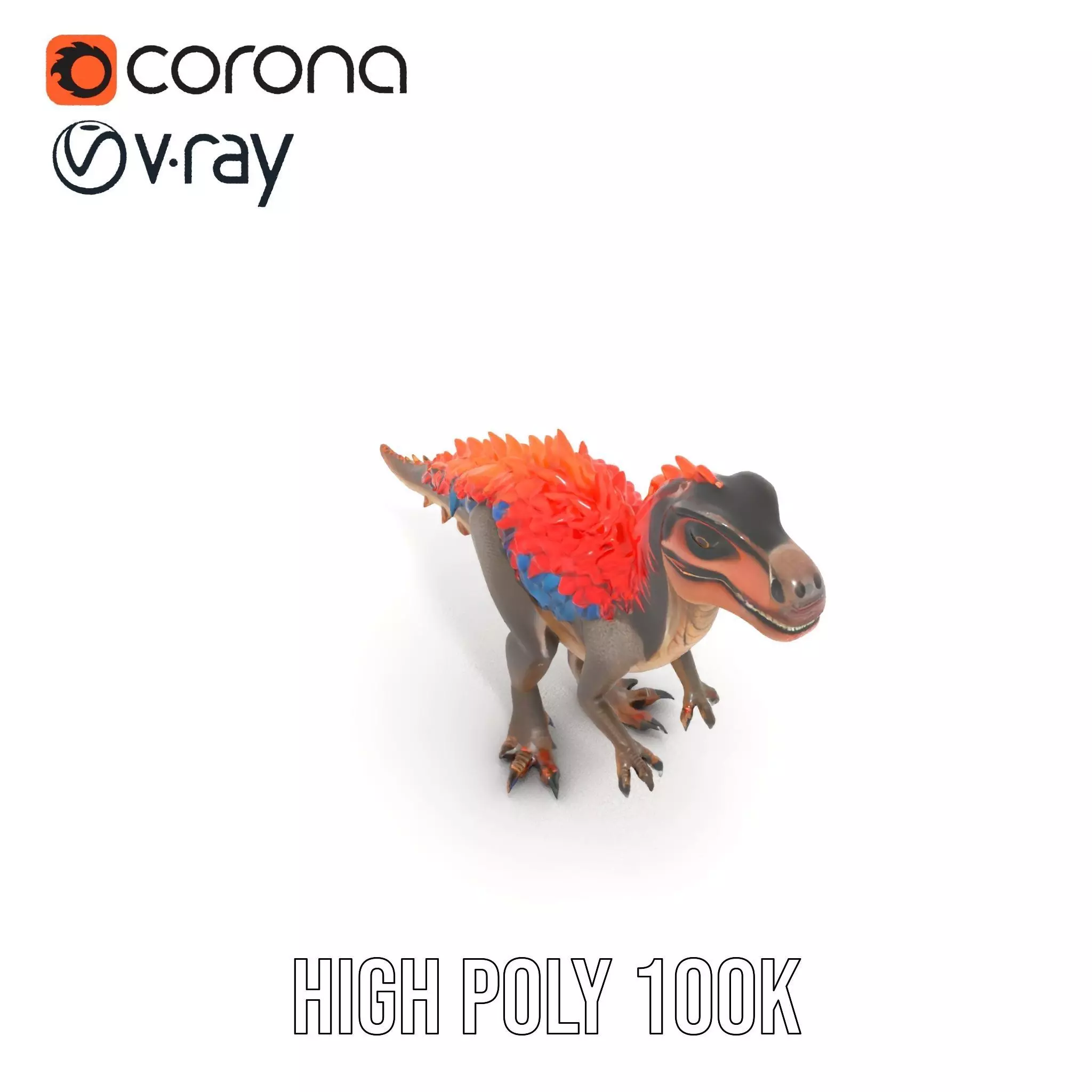 Fiery Feathered Dinosaur model pack Low-poly 3D model_16