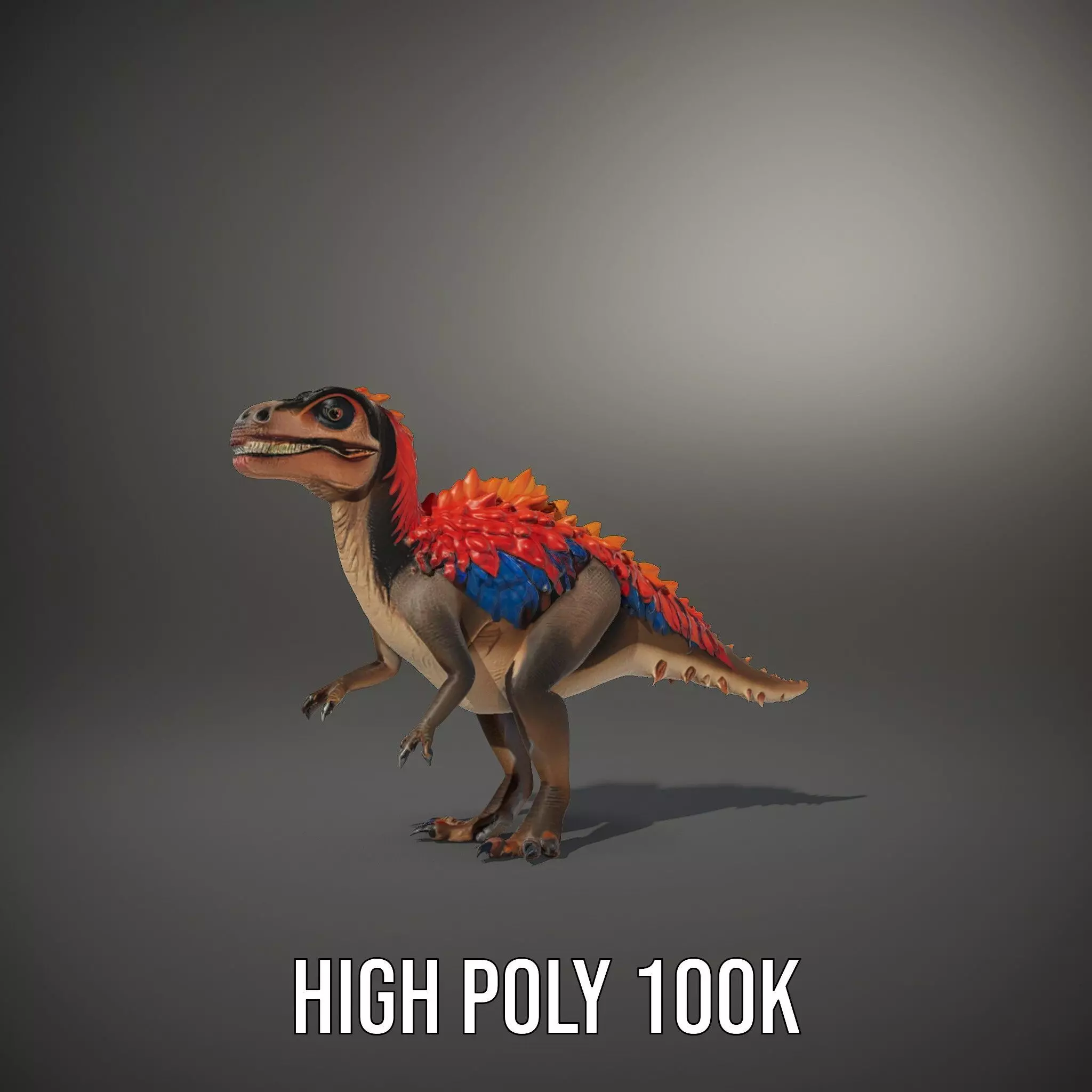 Fiery Feathered Dinosaur model pack Low-poly 3D model_9