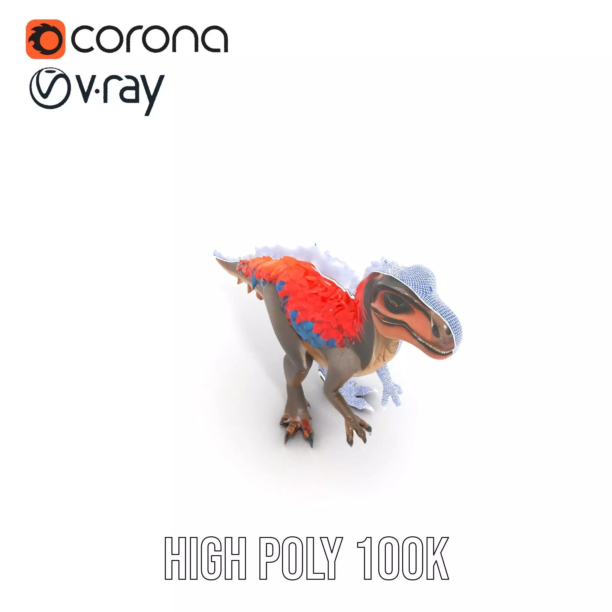 Fiery Feathered Dinosaur model pack Low-poly 3D model_33