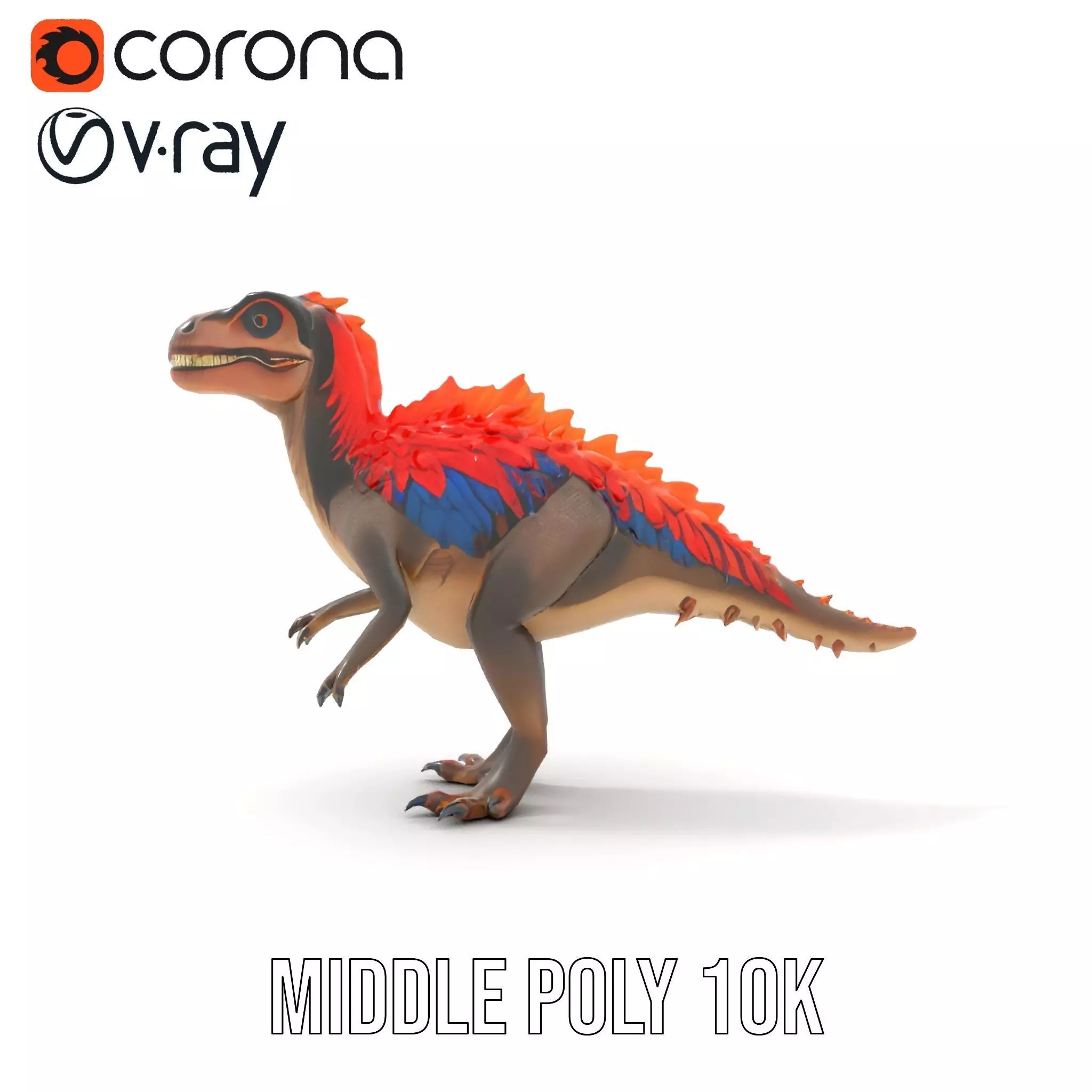 Fiery Feathered Dinosaur model pack Low-poly 3D model_12