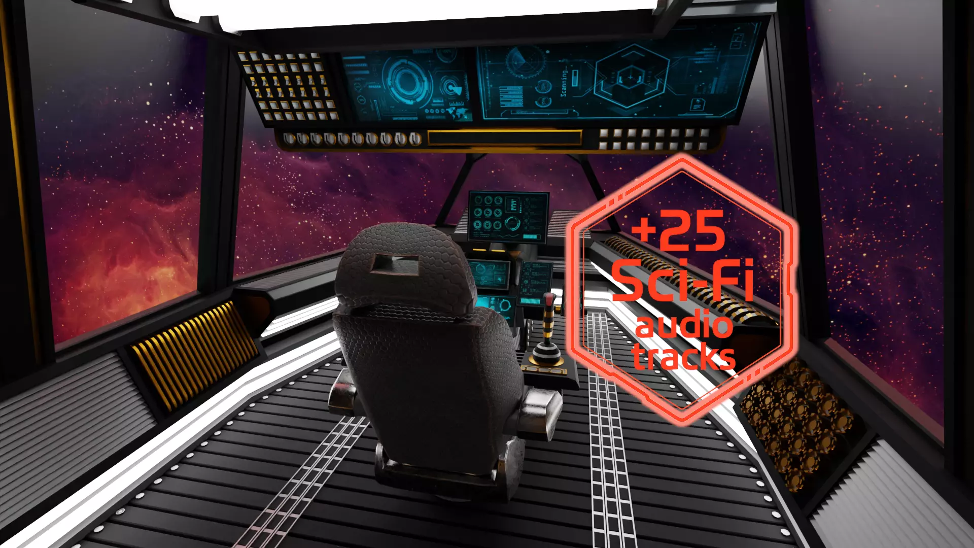 Sci-Fi Fighter Cockpit 3D Model With 25 Sci-Fi Music Tracks Low-poly 3D model_0