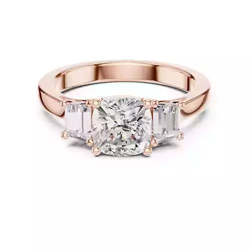 Three Stone Cushion Trapezoid Engagement Ring 3DM STL Video 3D print model