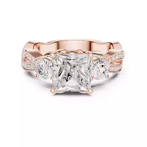 Twisted Shank Princess Cut Diamond Wedding Ring 3DM STL Video