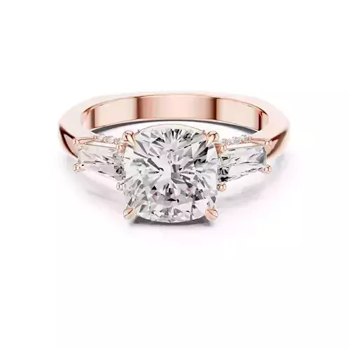 Cushion Taper Baguette Cut Engagement Wedding Ring 3DM STL Video 3D print model