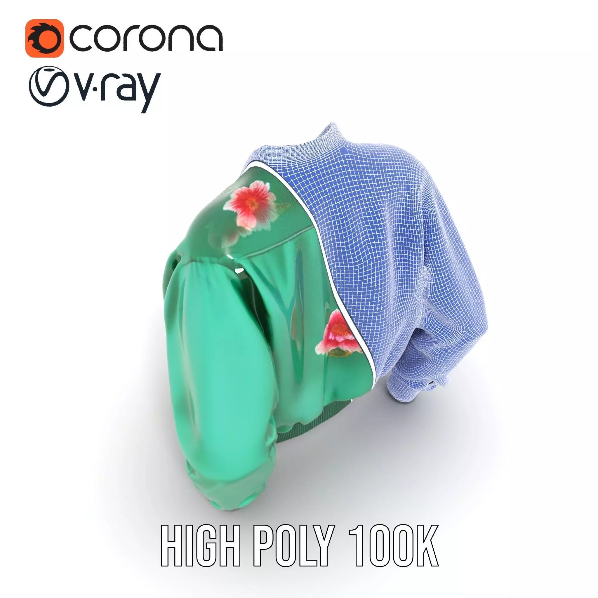 Floral Satin Jacket model pack Texture_34