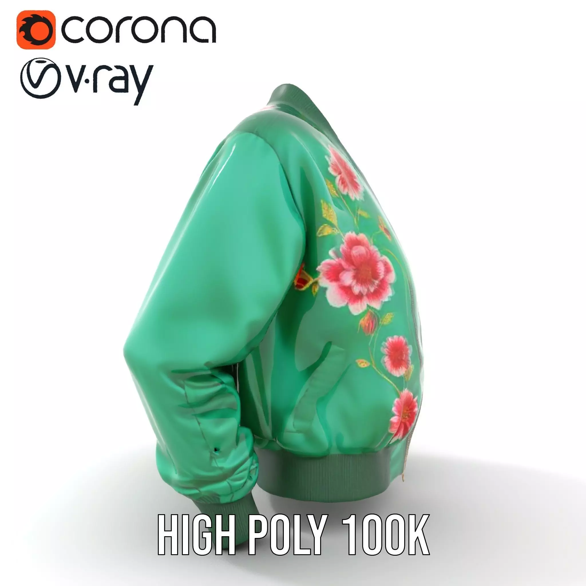 Floral Satin Jacket model pack Texture_30