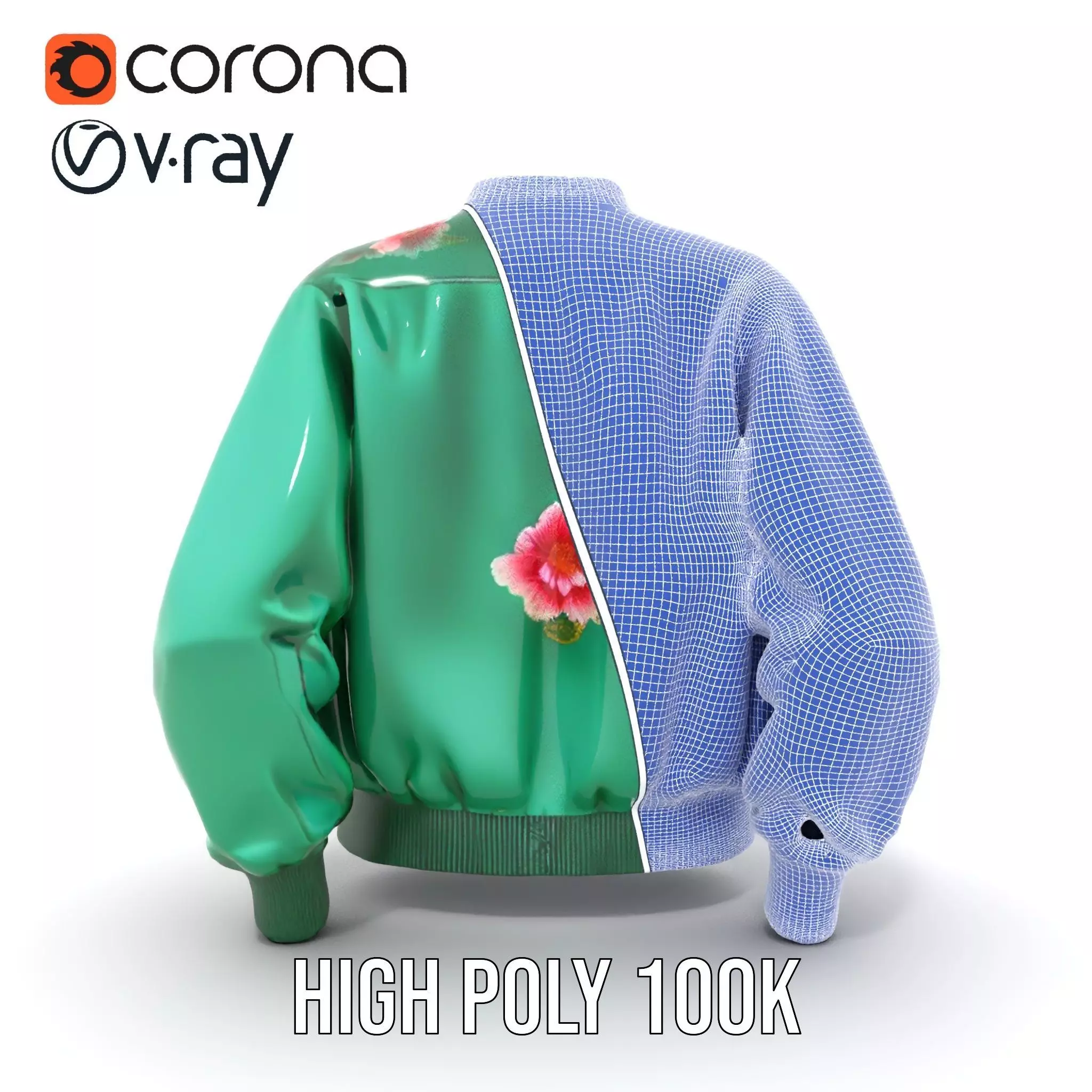 Floral Satin Jacket model pack Texture_35