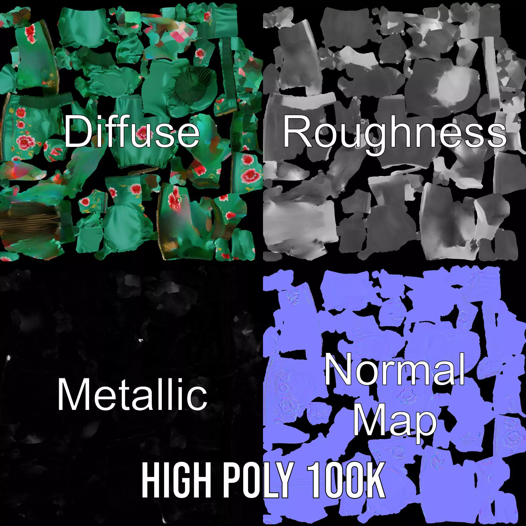 Floral Satin Jacket model pack Texture_4