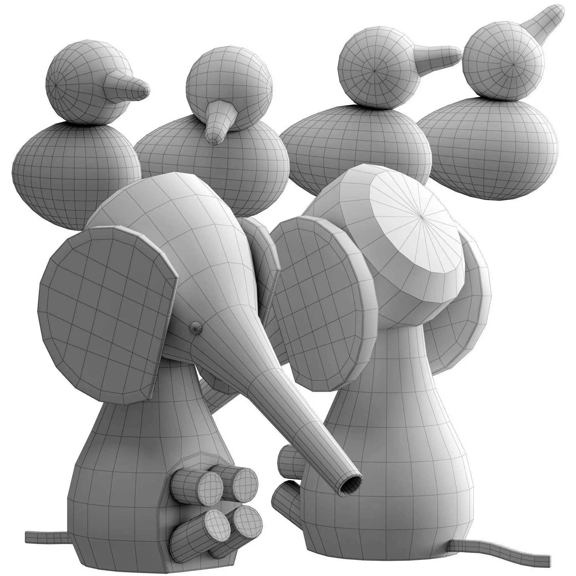 Wooden toys Low-poly 3D model_10