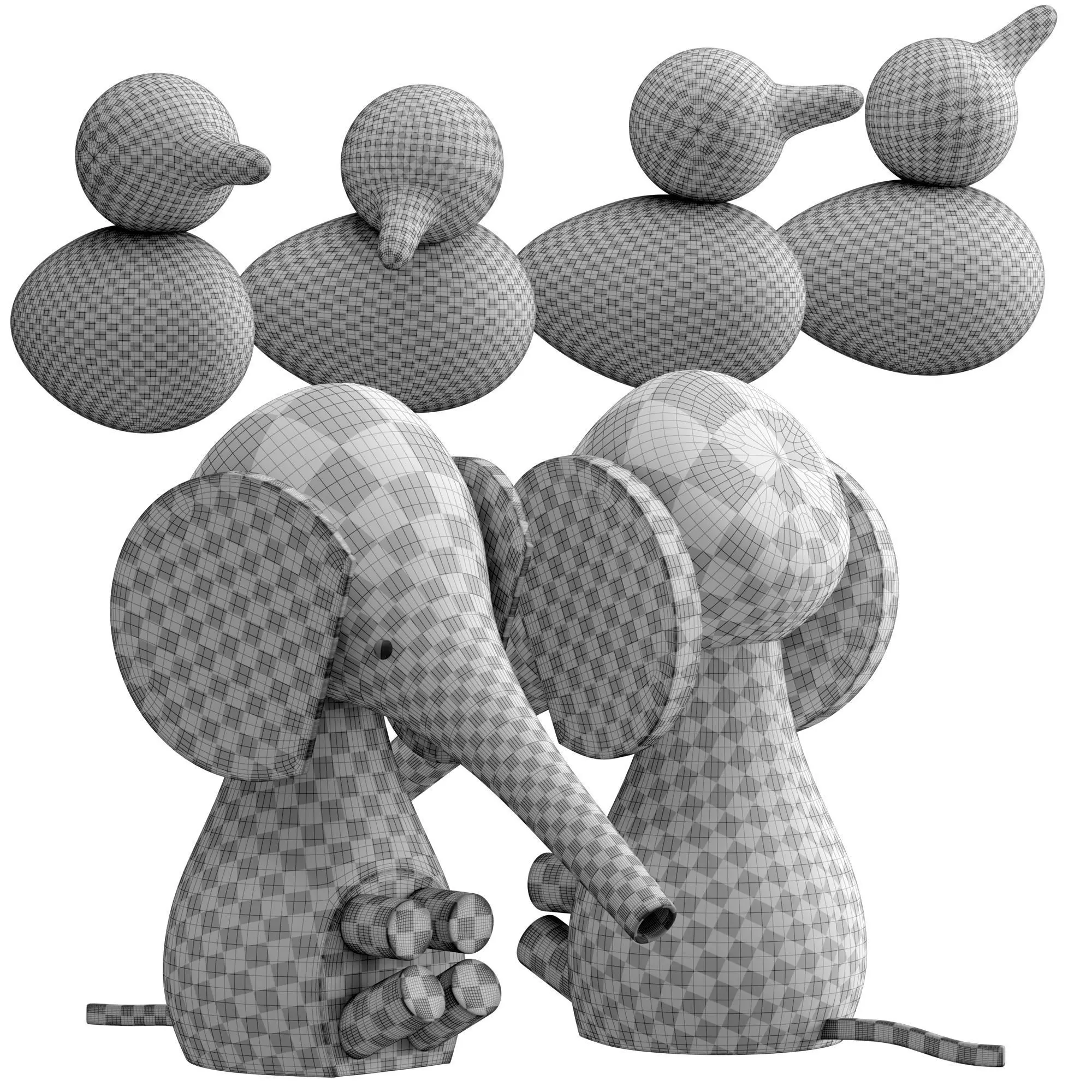 Wooden toys Low-poly 3D model_9