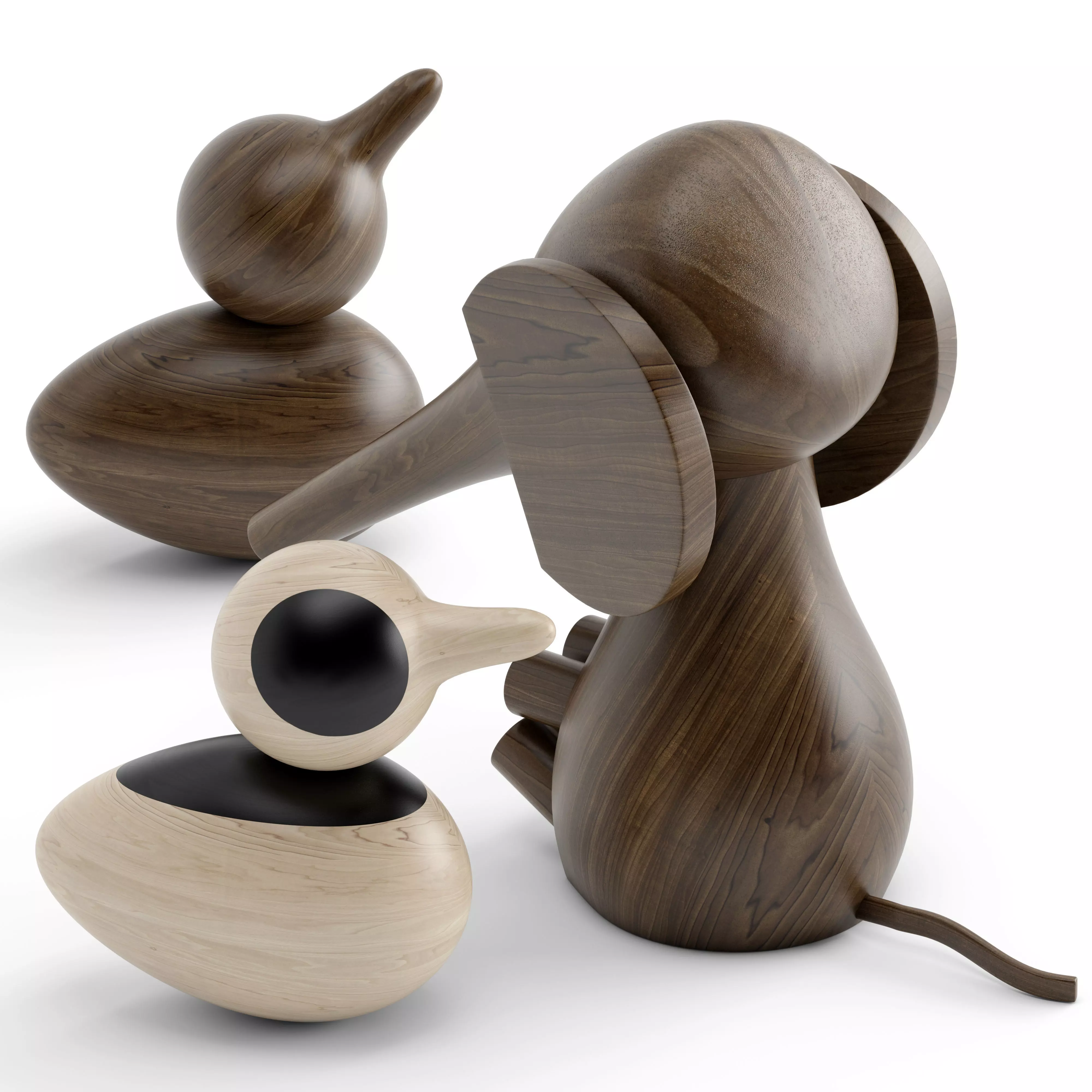 Wooden toys Low-poly 3D model_3