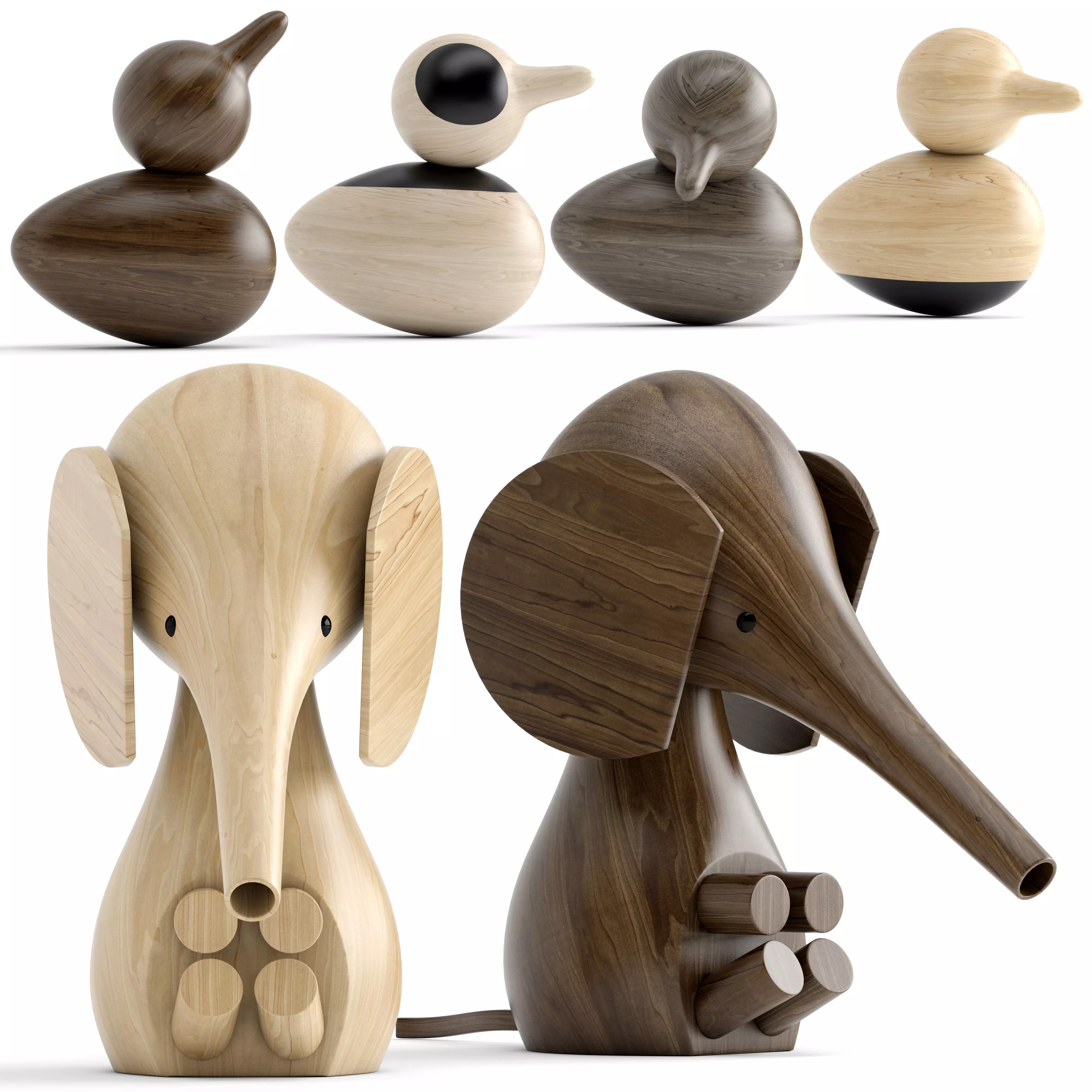 Wooden toys Low-poly 3D model_0