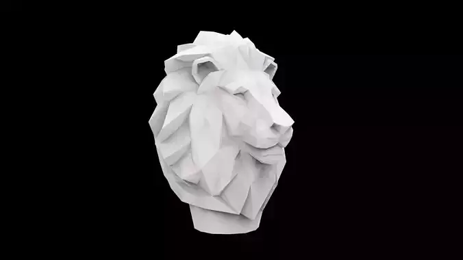 Polygonal Lion Head 3D Print Model