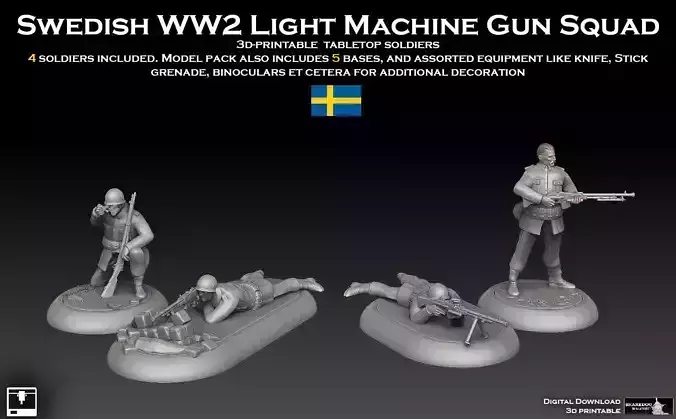 Swedish WW2 Light Machine Gun Squad Early-War Era
