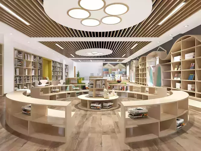 library Low-poly 3D model
