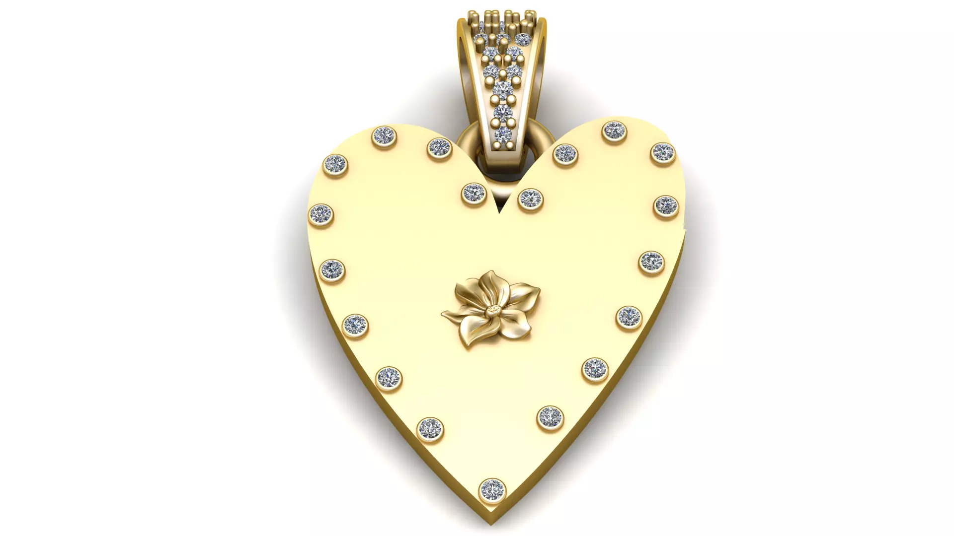 heart gold pendant  3D print model_1