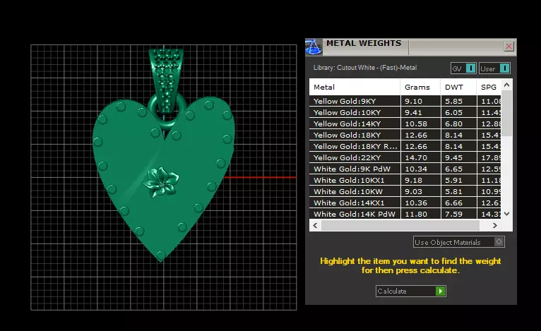 heart gold pendant  3D print model_6