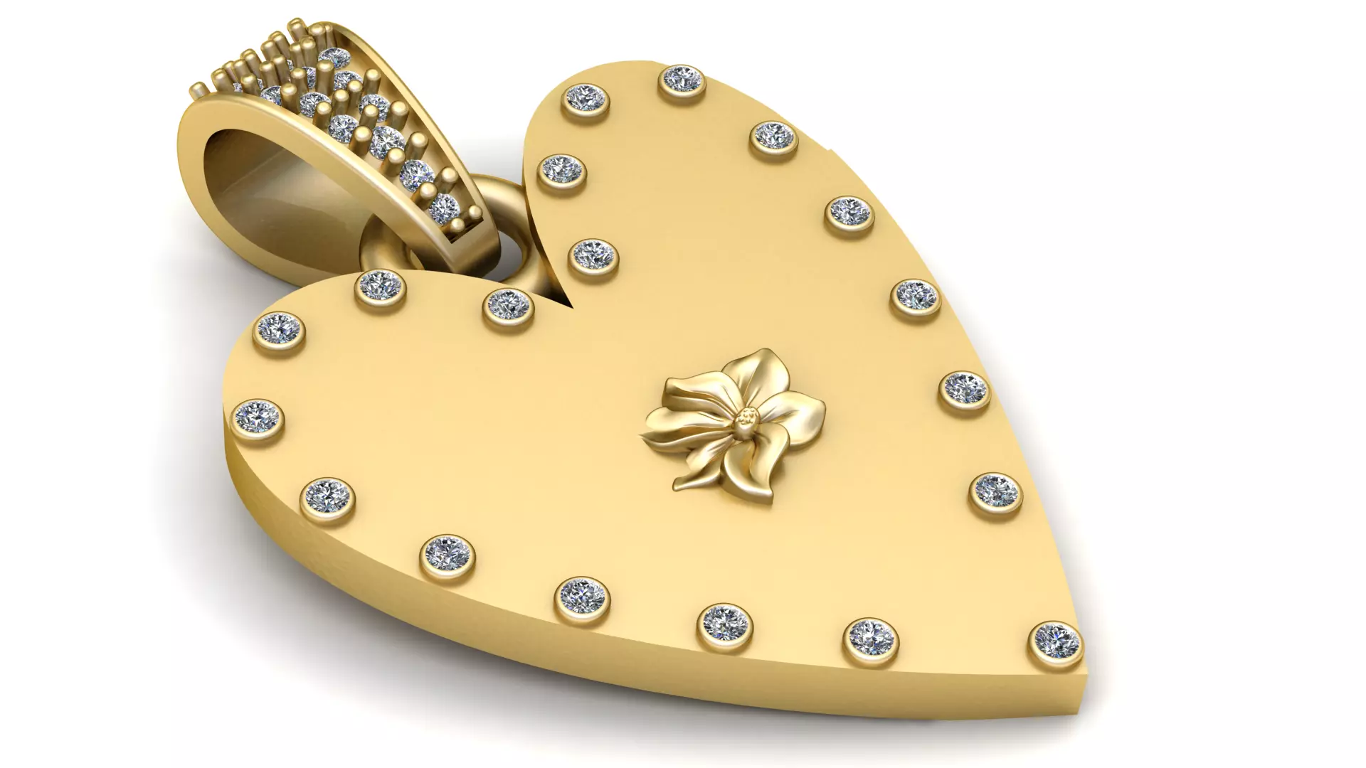 heart gold pendant  3D print model_2