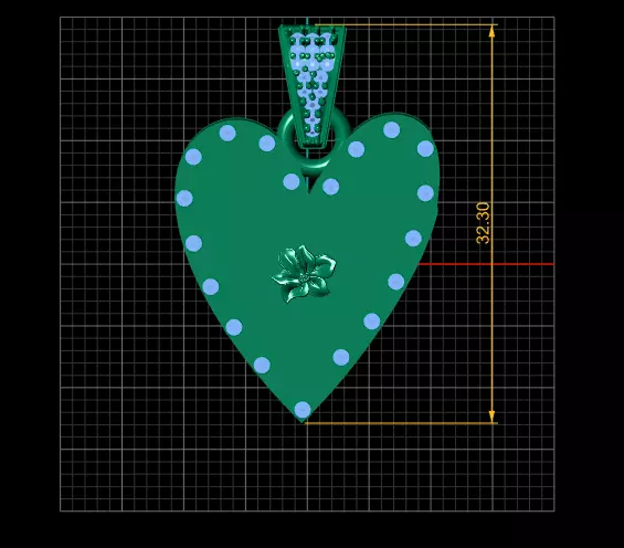 heart gold pendant  3D print model_3