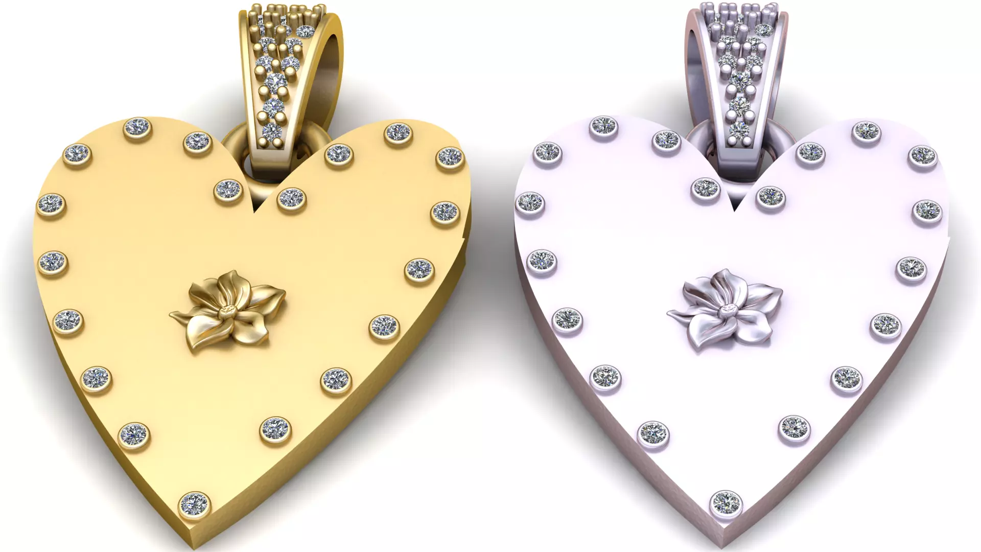 heart gold pendant  3D print model_0