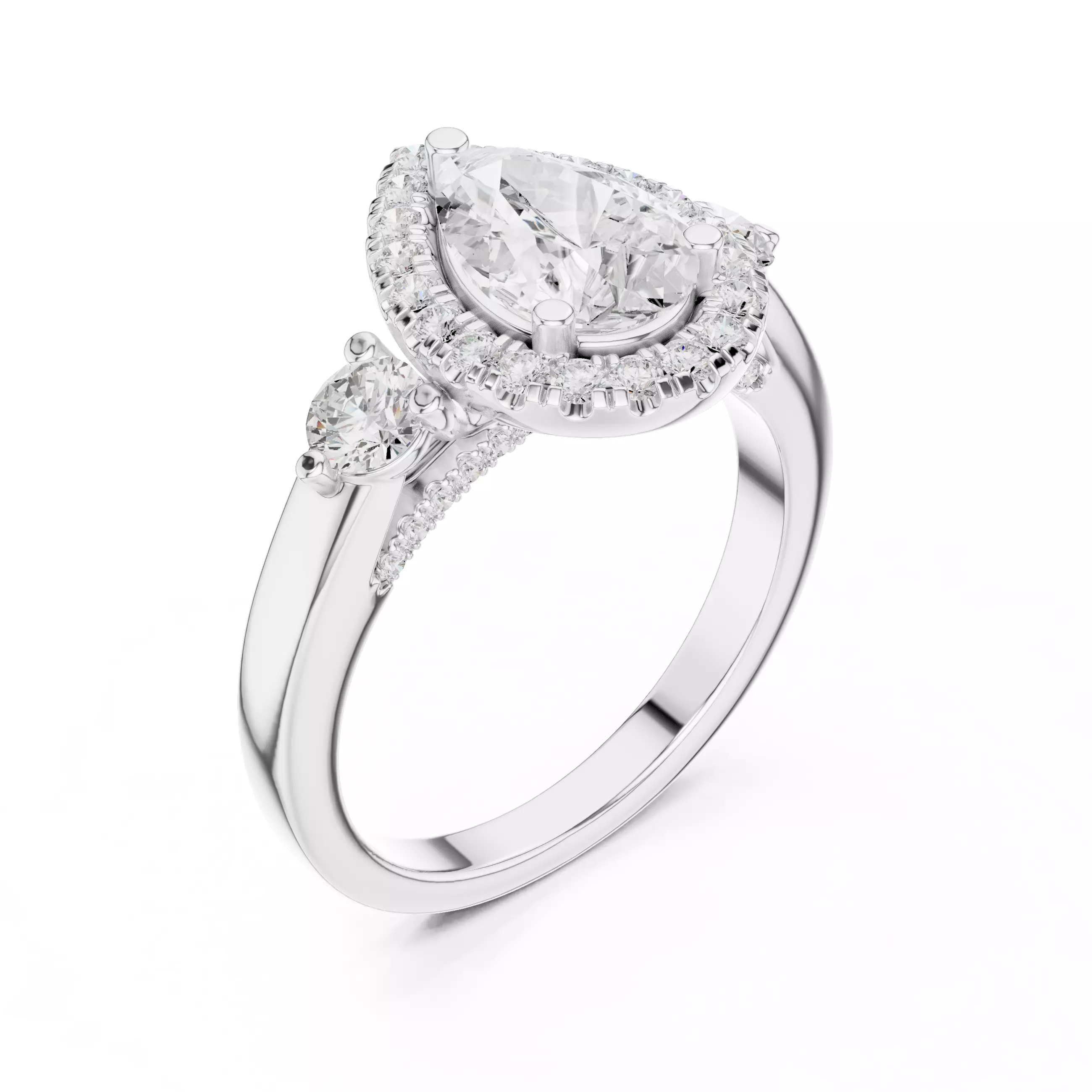 Pear and Round Diamond Engagement Wedding Ring 3DM STL Video 3D print model_10