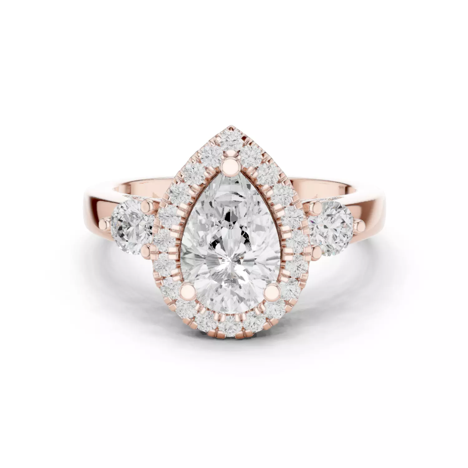 Pear and Round Diamond Engagement Wedding Ring 3DM STL Video 3D print model_12