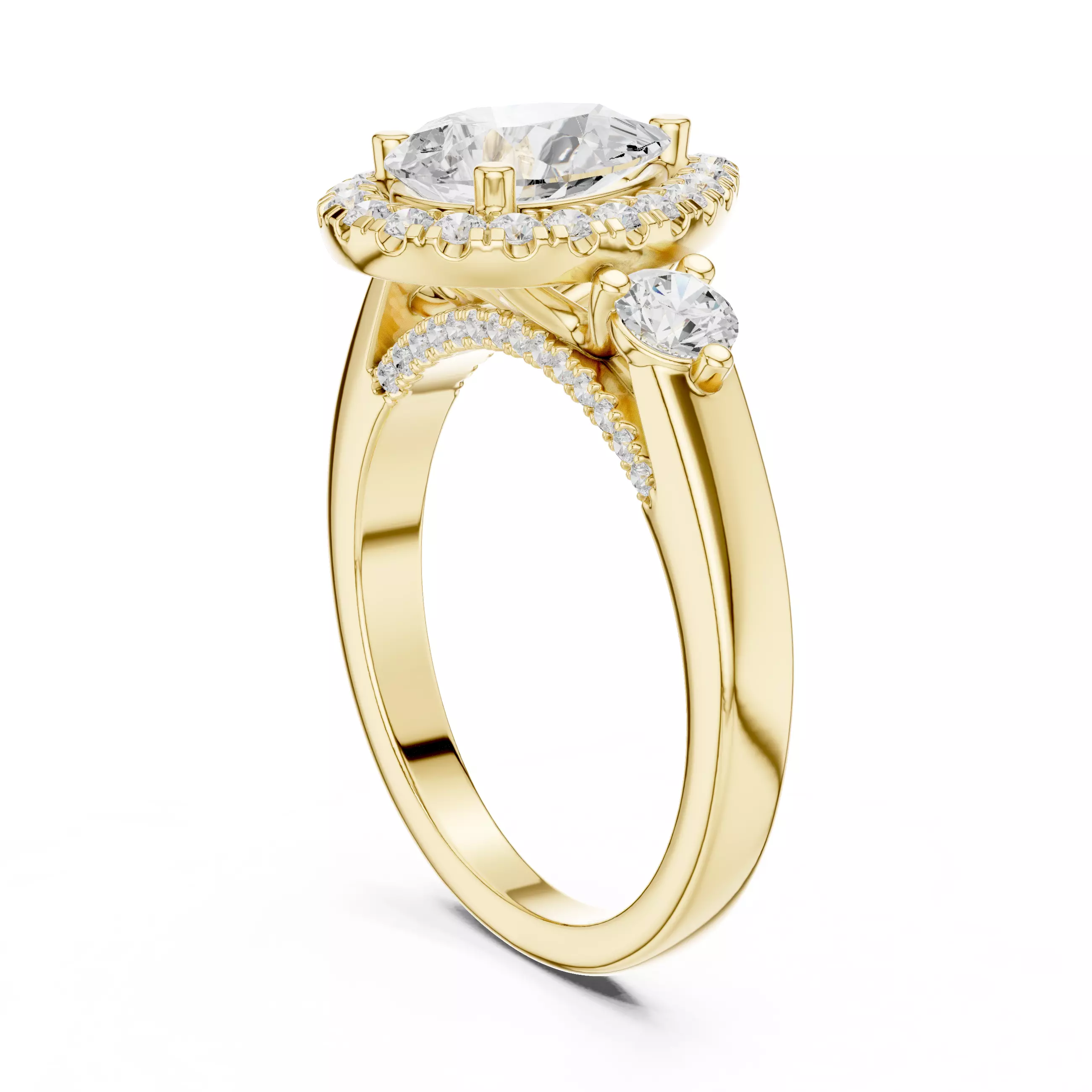 Pear and Round Diamond Engagement Wedding Ring 3DM STL Video 3D print model_6