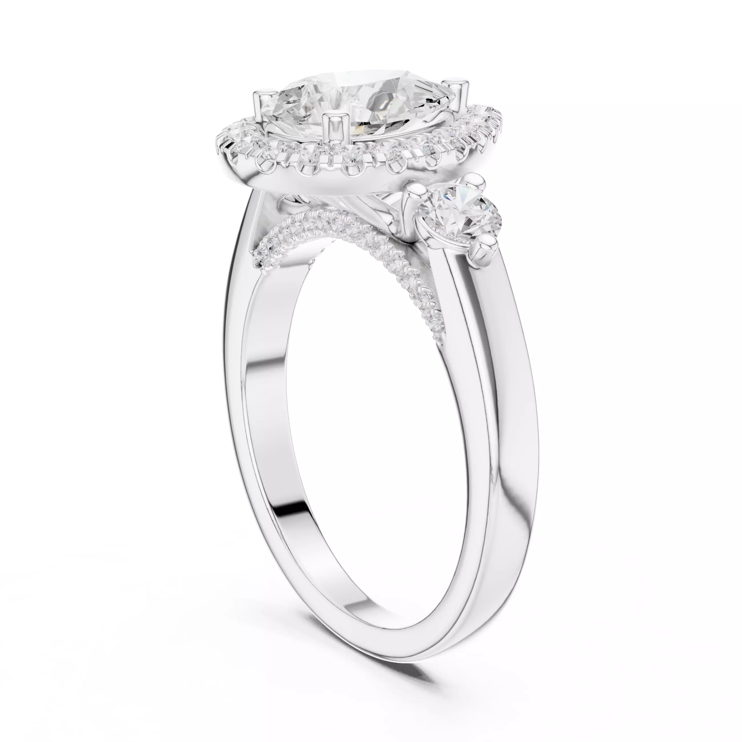 Pear and Round Diamond Engagement Wedding Ring 3DM STL Video 3D print model_9