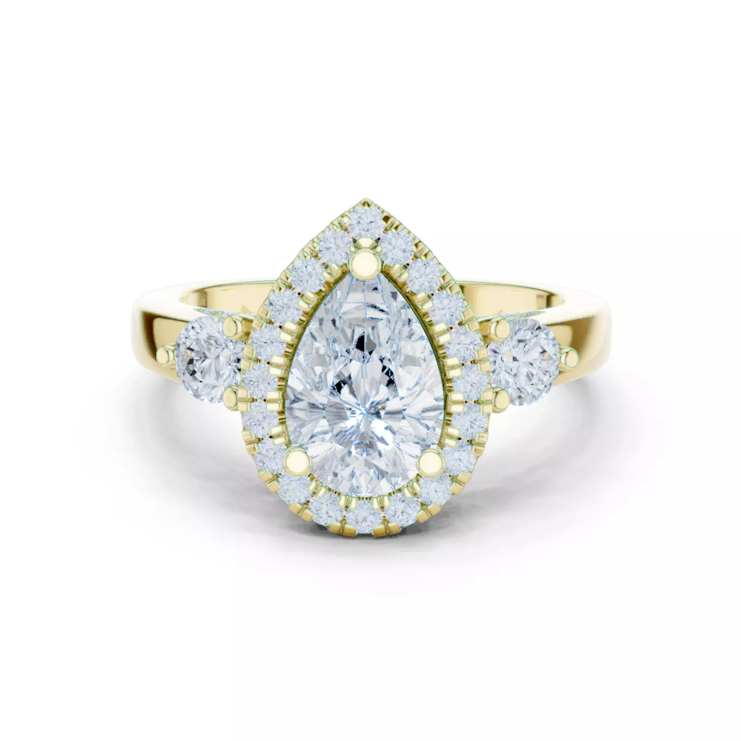 Pear and Round Diamond Engagement Wedding Ring 3DM STL Video 3D print model_13