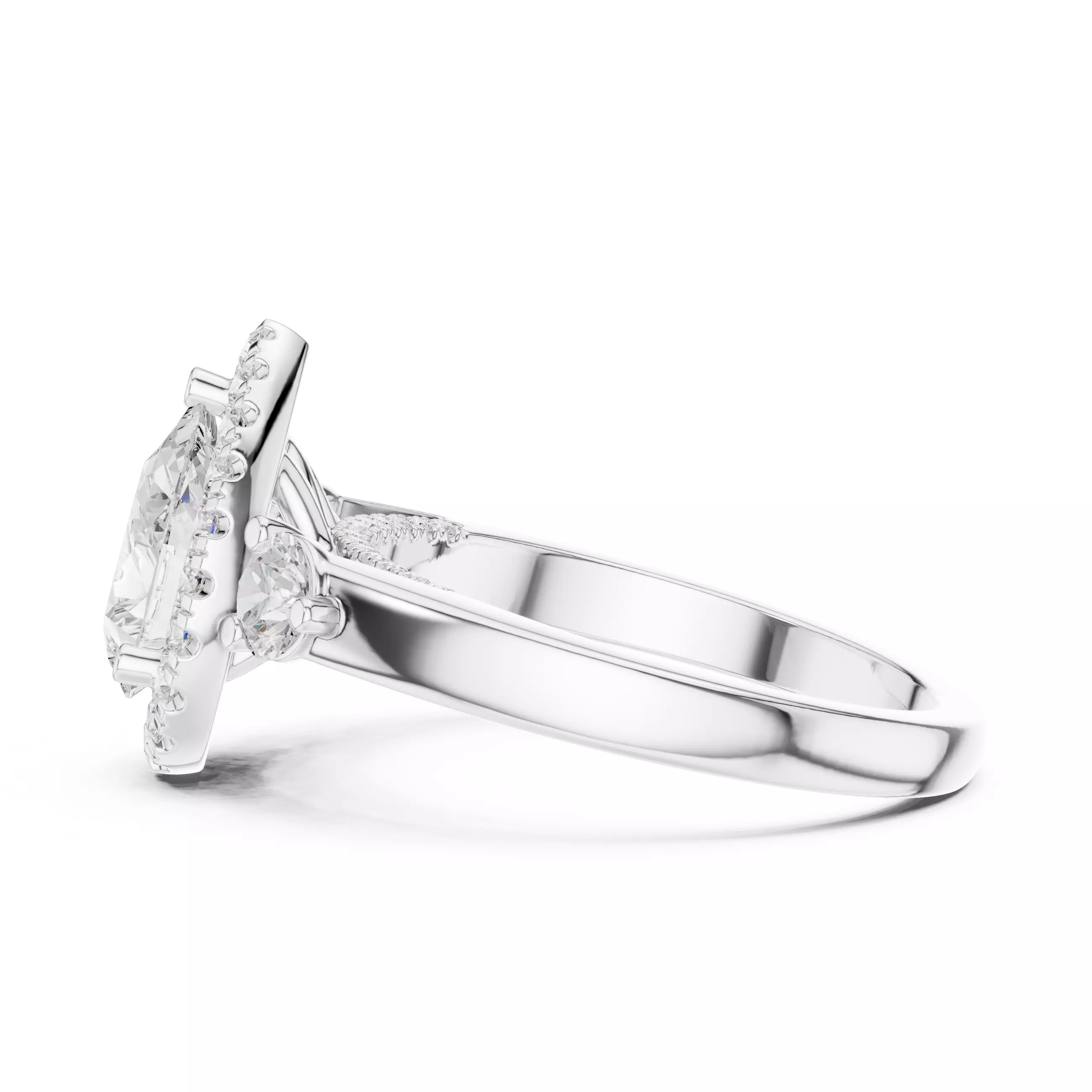 Pear and Round Diamond Engagement Wedding Ring 3DM STL Video 3D print model_11