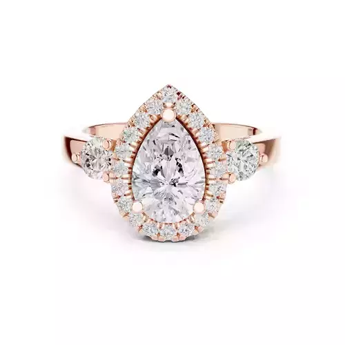 Pear and Round Diamond Engagement Wedding Ring 3DM STL Video