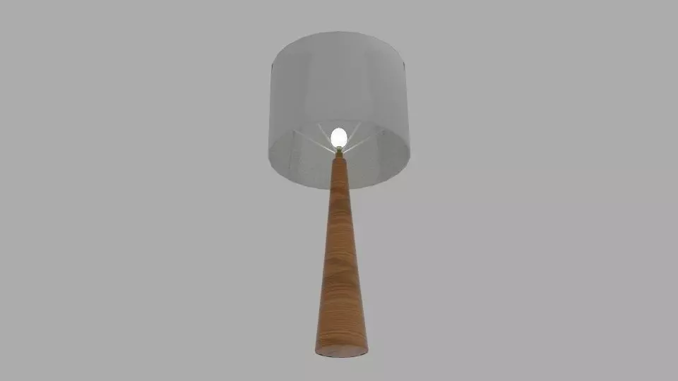 Oak Conical Table Lamp Low-poly 3D model_0