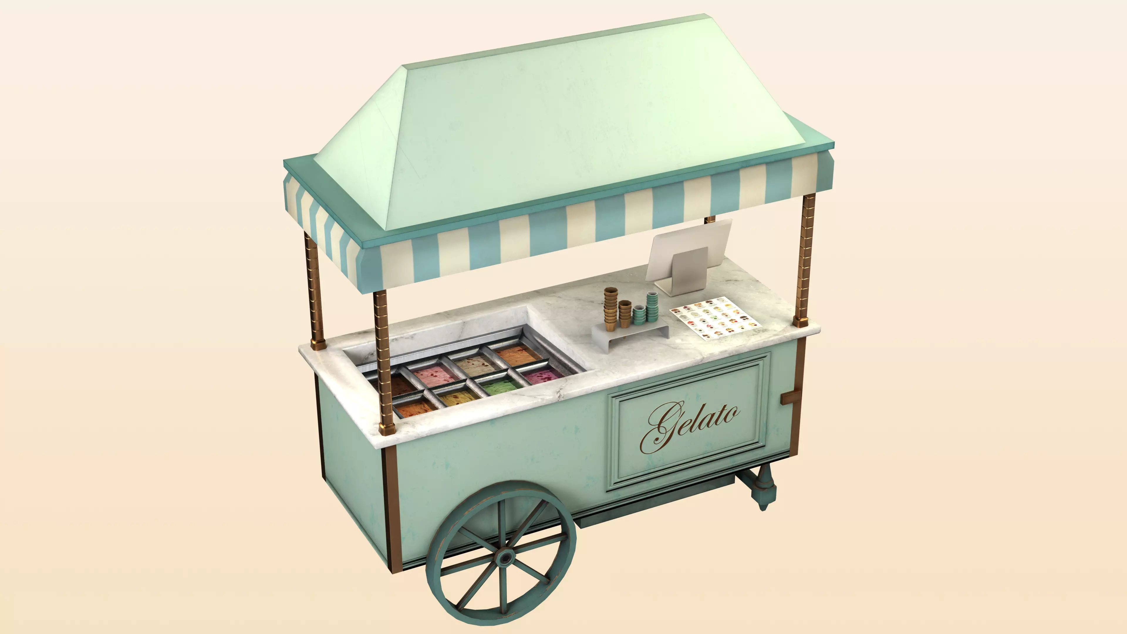 Ice Cream Stand Low-poly 3D model