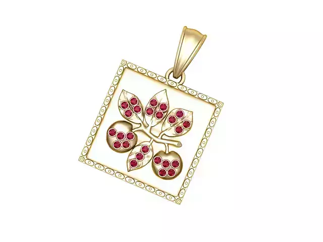 red gems pendant 3d printable model 