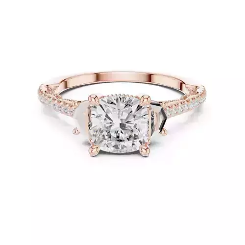Cushion and Cadillac Diamond Engagement Ring 3DM STL Video