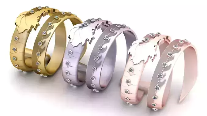  stylized rings with a global 3D print model