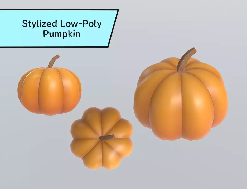 Stylized Low-Poly Pumpkin Low-poly 3D model_0