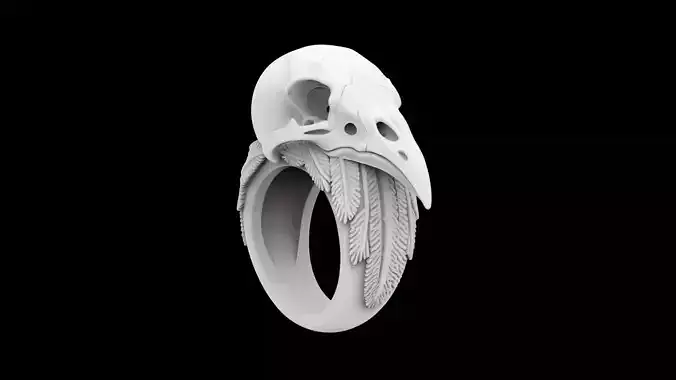 Raven Skull Ring Jewelry 3D Print Model