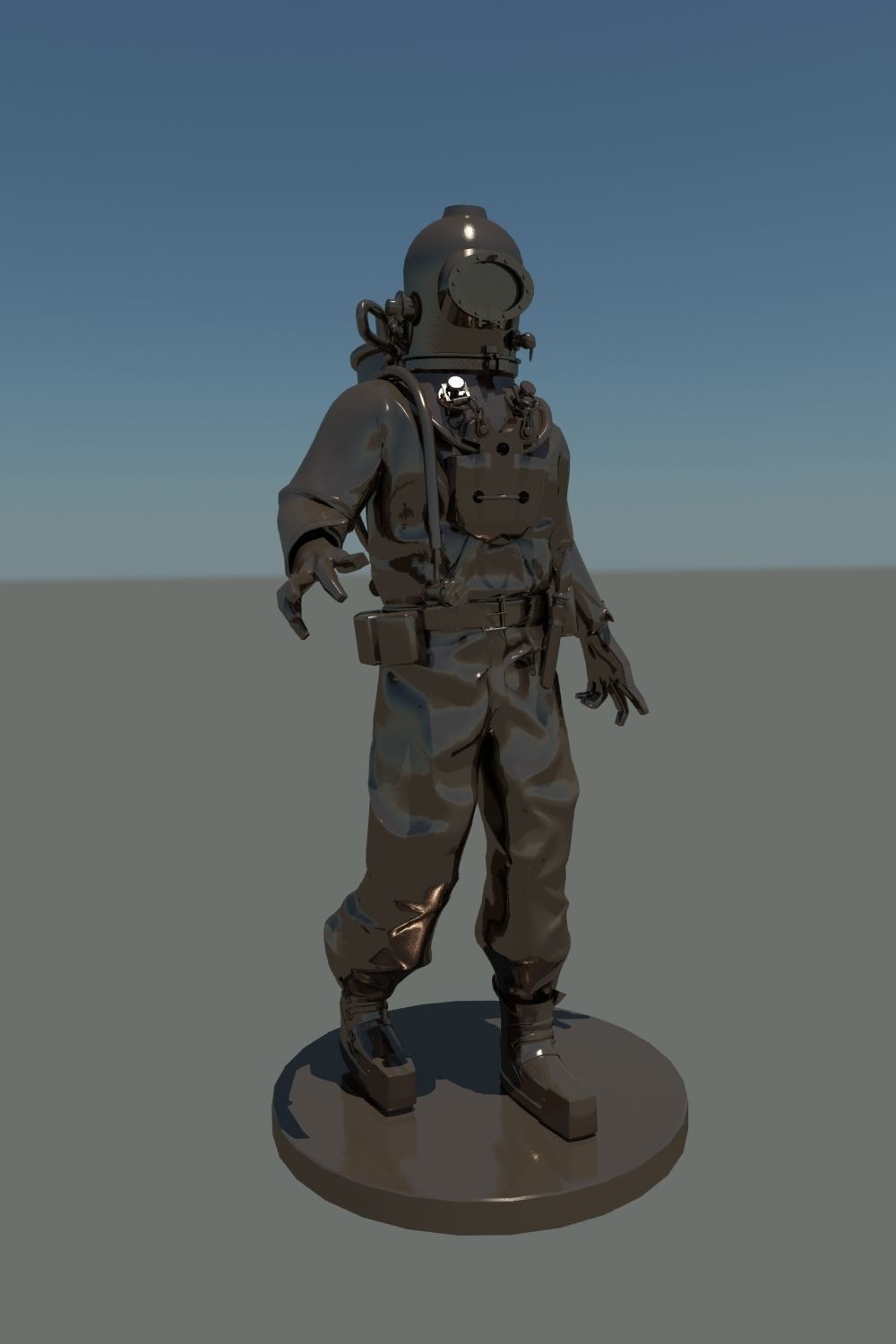 Roquayrol-Denayrouze man in diving suit 3D model_2