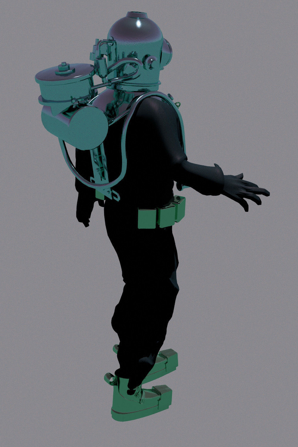 Roquayrol-Denayrouze man in diving suit 3D model_7