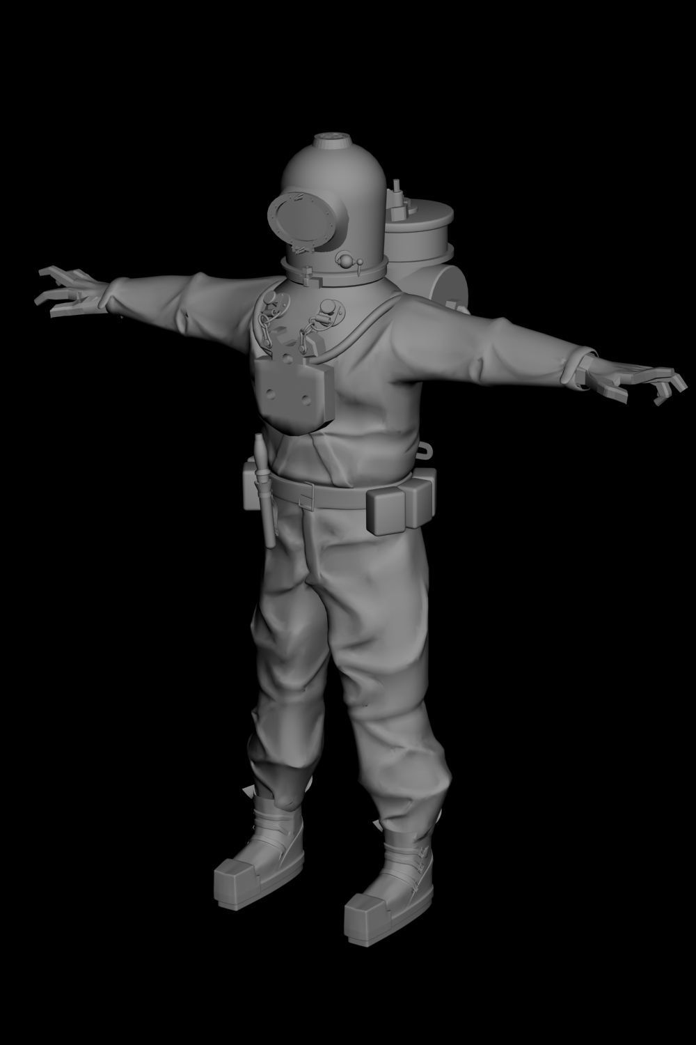 Roquayrol-Denayrouze man in diving suit 3D model_9