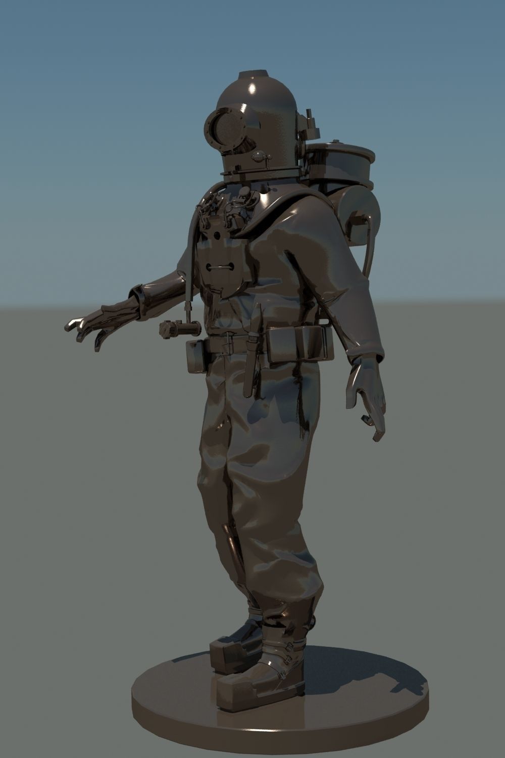 Roquayrol-Denayrouze man in diving suit 3D model_3