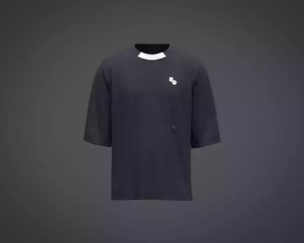 Mens T-shirt with cut and sew and hidden zipper pocket