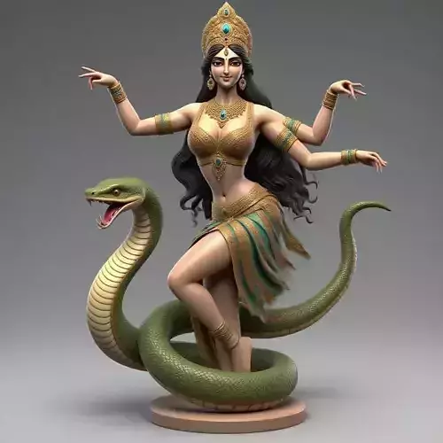 2082Indian Serpent Woman Dancer on Pedestal  magic