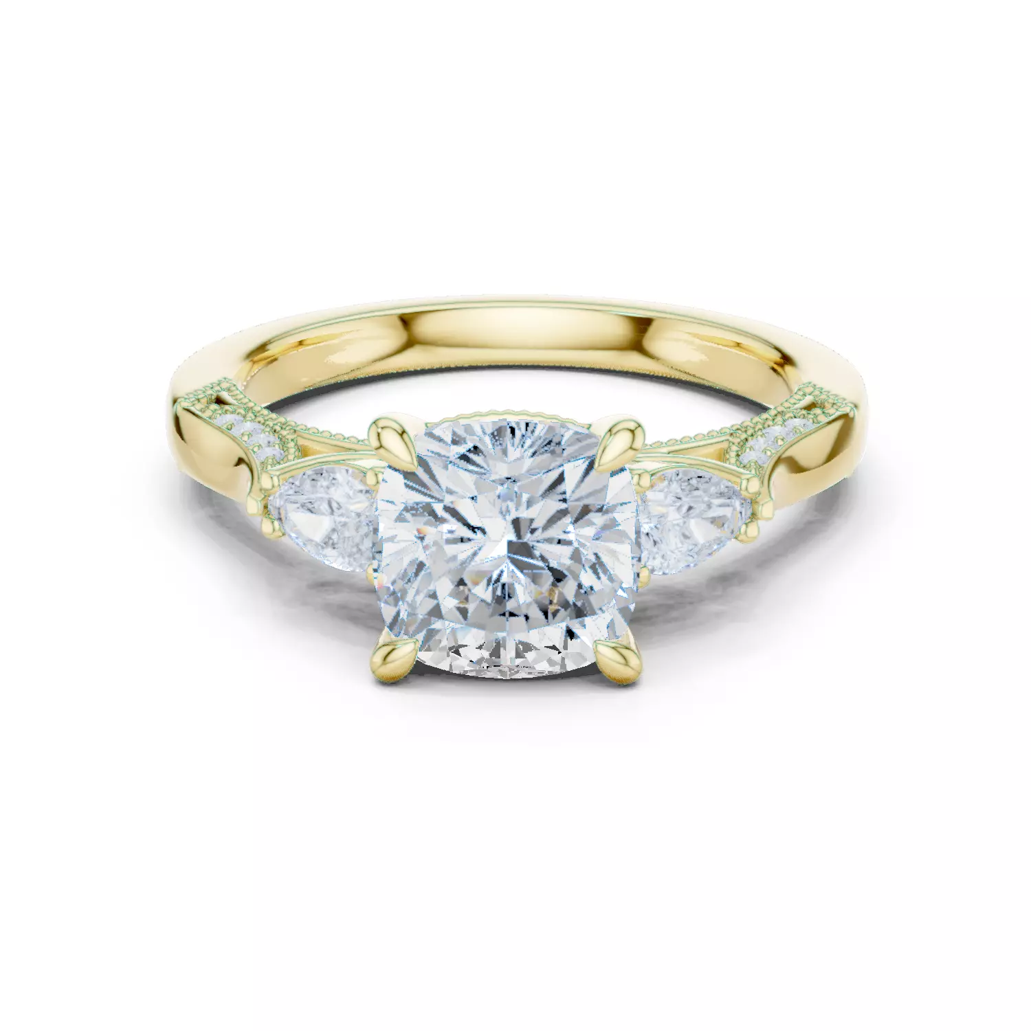 Cushion Pear Cut Diamond Engagement Wedding Ring 3DM STL Video 3D print model_13