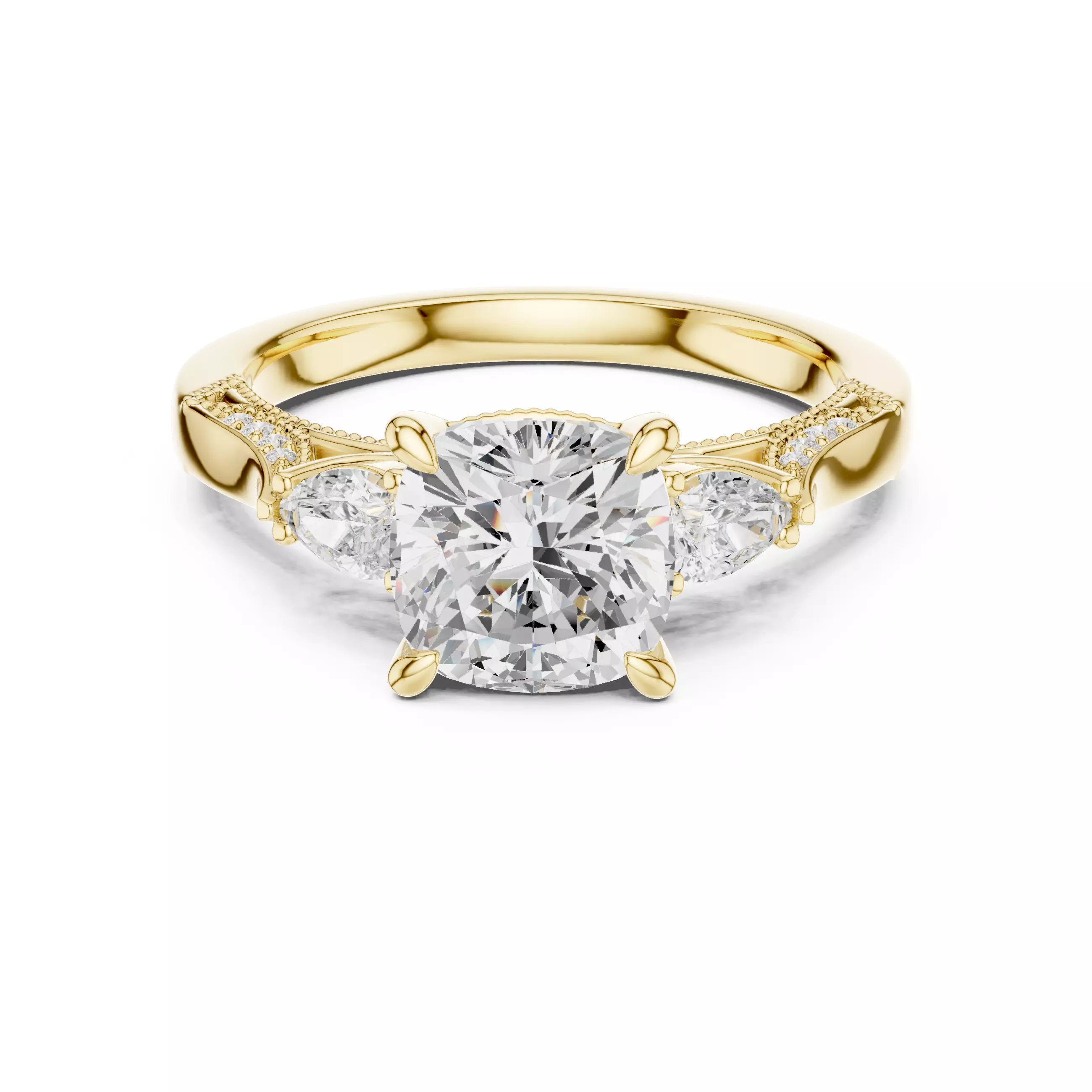 Cushion Pear Cut Diamond Engagement Wedding Ring 3DM STL Video 3D print model_1