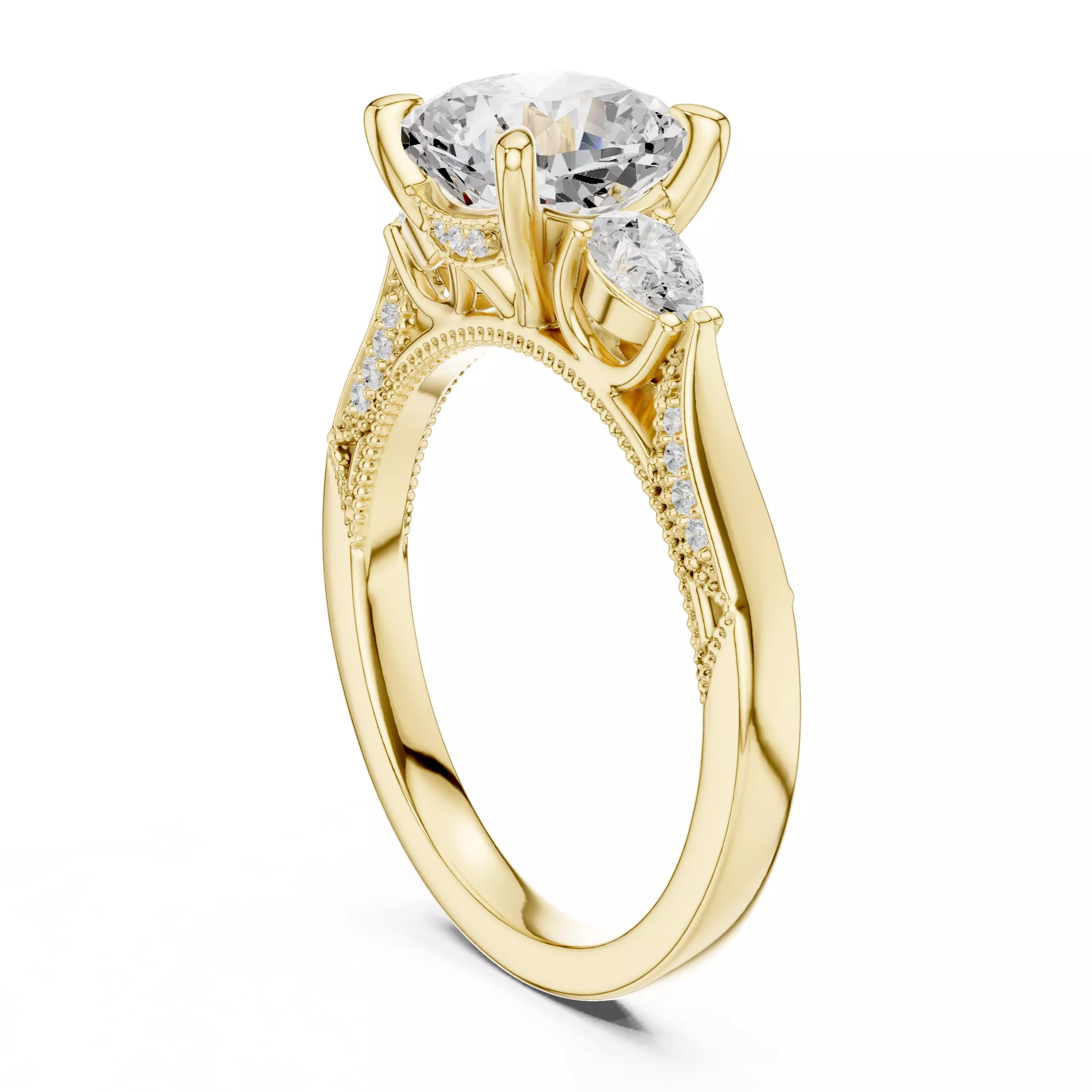 Cushion Pear Cut Diamond Engagement Wedding Ring 3DM STL Video 3D print model_6