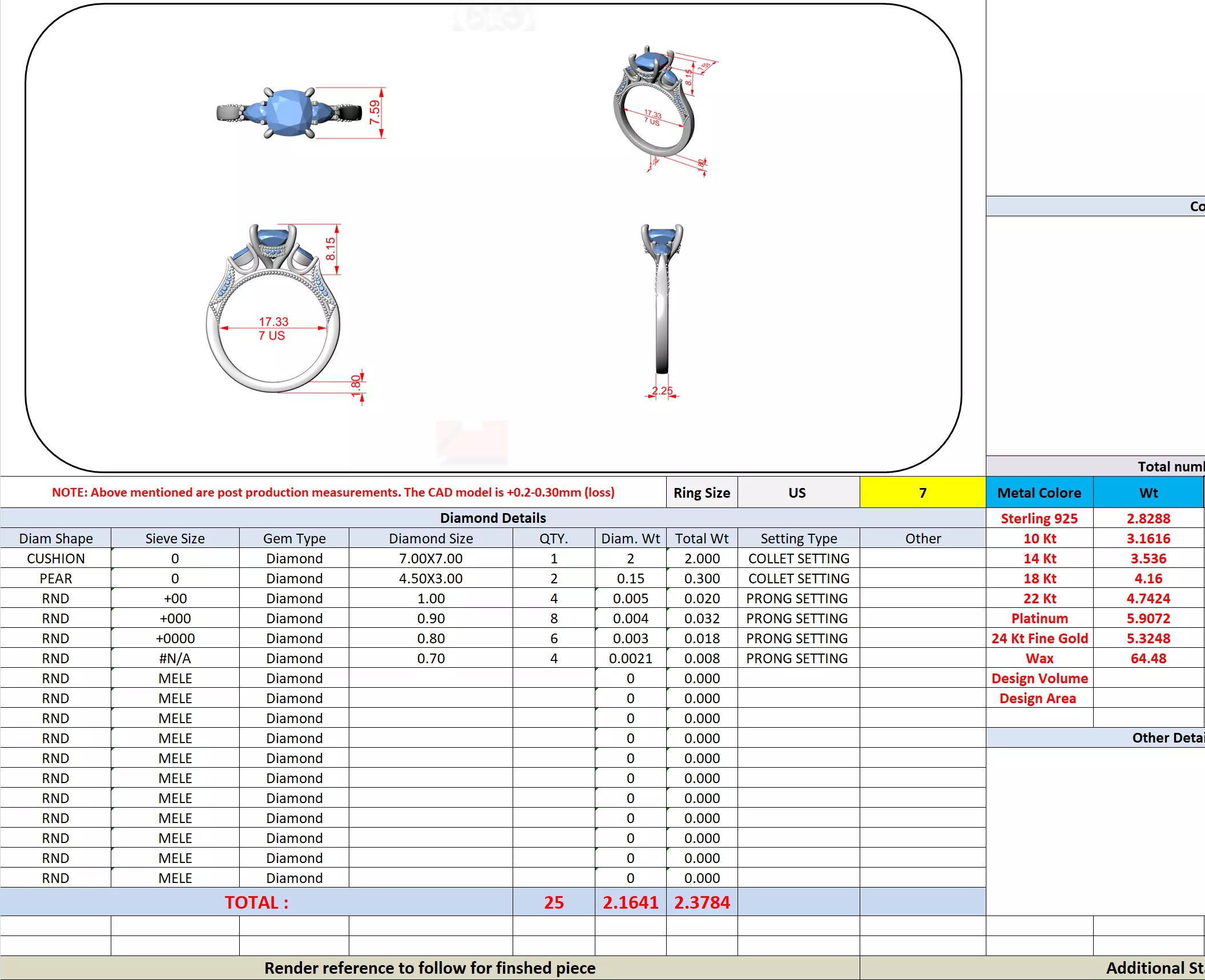 Cushion Pear Cut Diamond Engagement Wedding Ring 3DM STL Video 3D print model_16