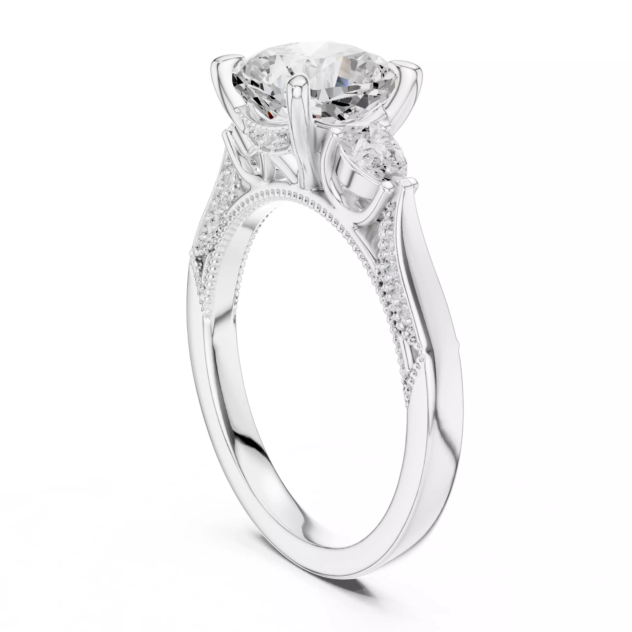 Cushion Pear Cut Diamond Engagement Wedding Ring 3DM STL Video 3D print model_9